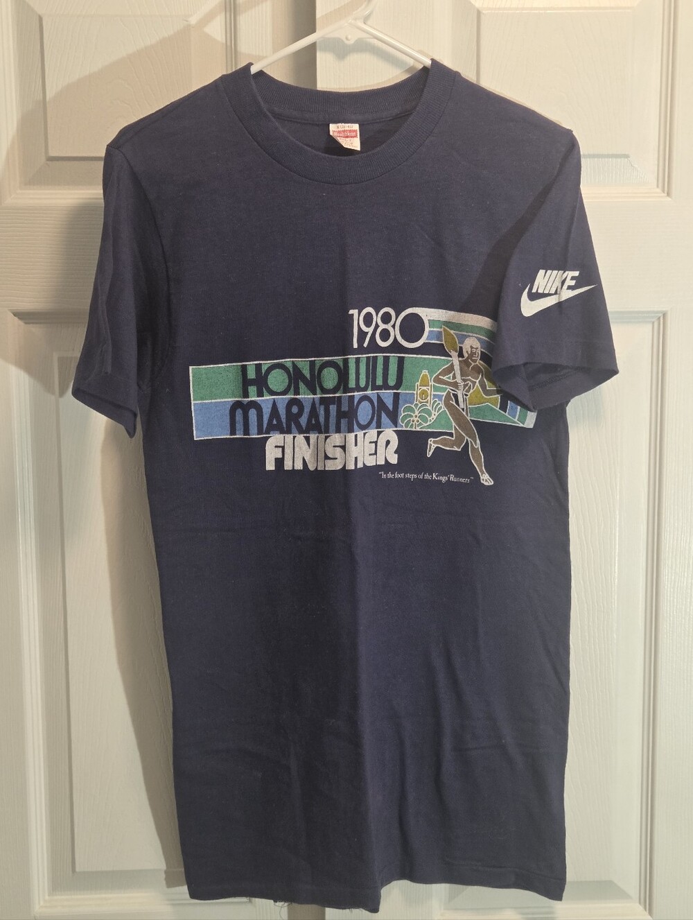 Vintage 1980 Nike Honolulu Marathon Finisher Tee-Made In USA, Size Medium 38-40